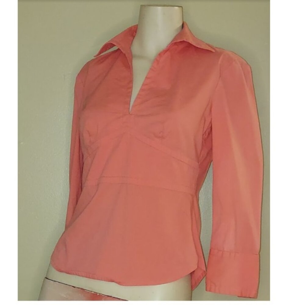 Vintage BCBGMaxAzria 3/4 Sleeve Coral Pink Blouse Size XS